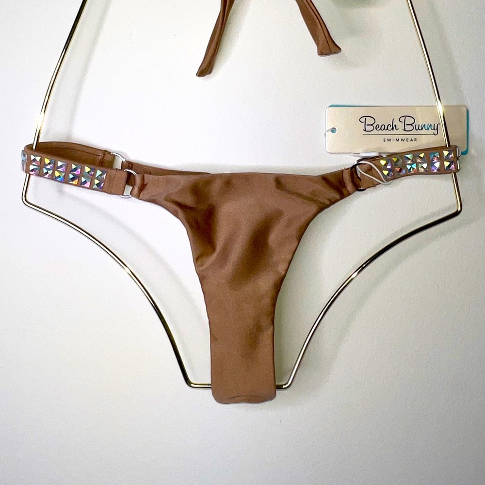 Beach Bunny Swimwear - Bikini & Top - Tan with Whinestones - New with tag - M